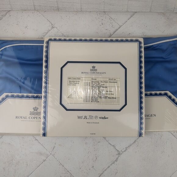 Vintage Royal Copenhagen Blue Fluted Satin Cotton Table Napkins Set of 6 - Picture 3 of 8